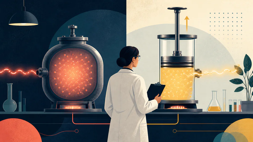 A researcher compares heat entering a rigid gas vessel with heat entering a movable piston-cylinder.