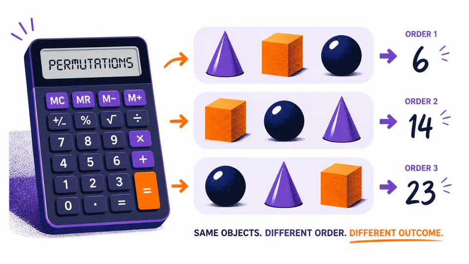 The same three selected objects rearranged into distinct ordered rows
