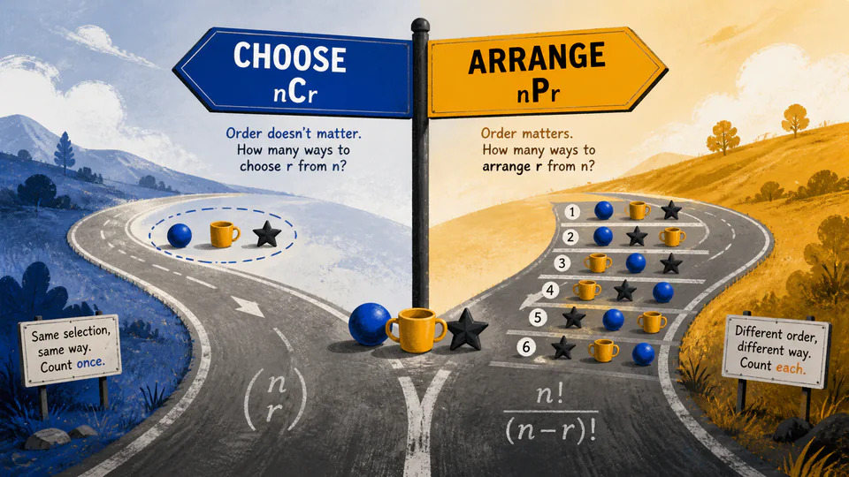 A decision fork separating unordered group selection from ordered position assignment
