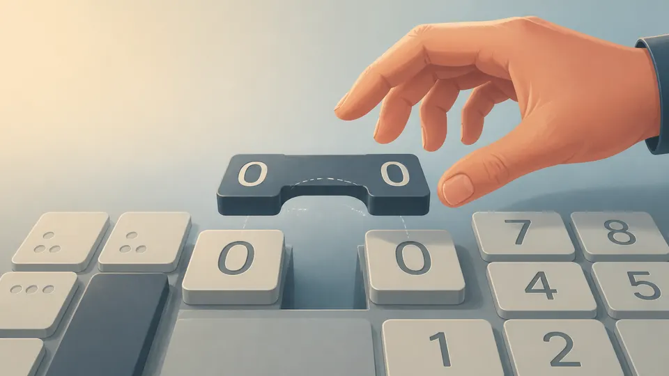 A double-zero key shown as a shortcut bridge across two zero tiles