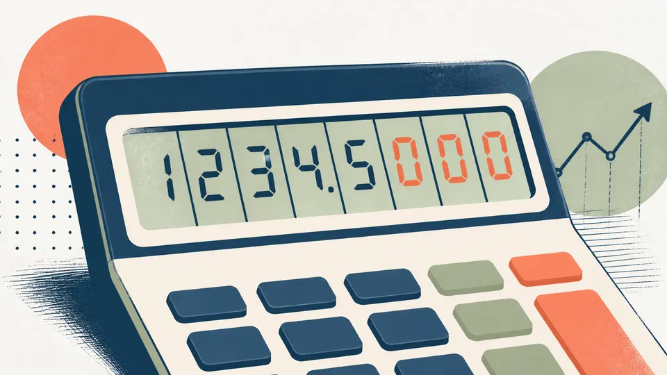 A calculator display with fixed decimal slots filling empty panes with zeros