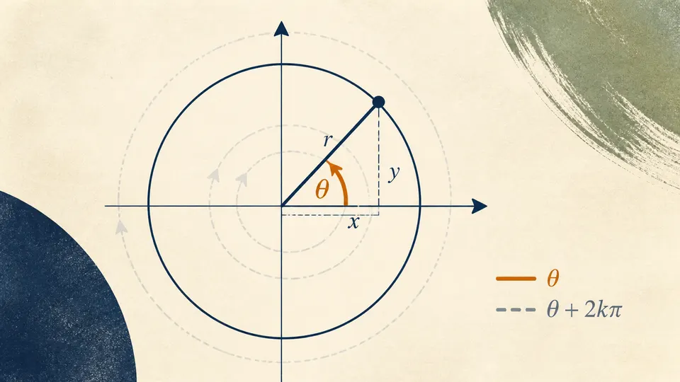 A calculator inverse trigonometric result shown as a ray returning from a ratio to an angle