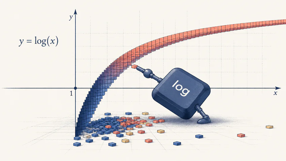 A logarithm curve assembled from small approximation tiles