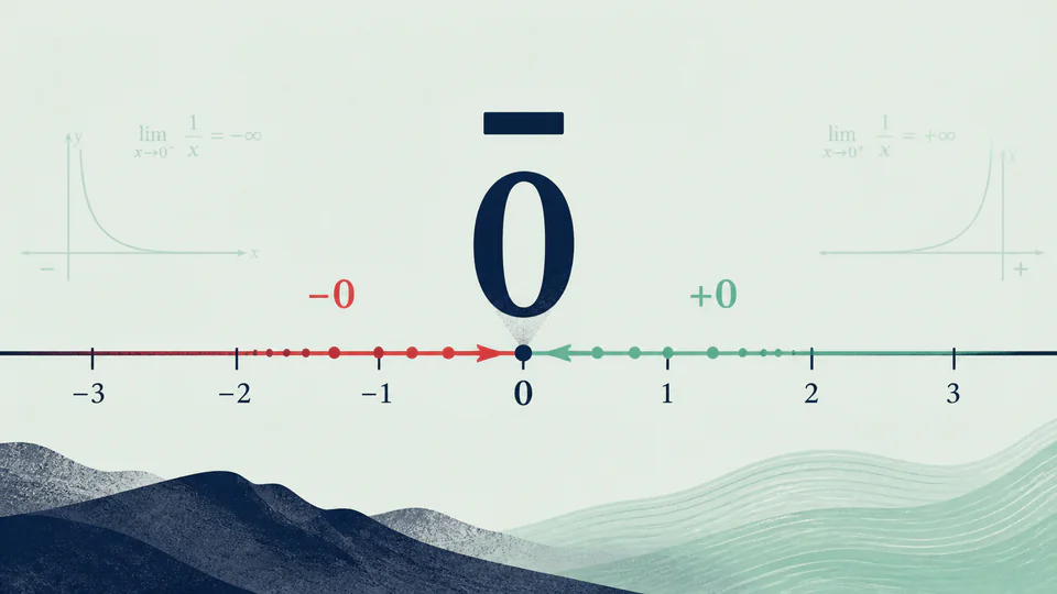 A minus sign hovering over zero on a number line with positive and negative paths