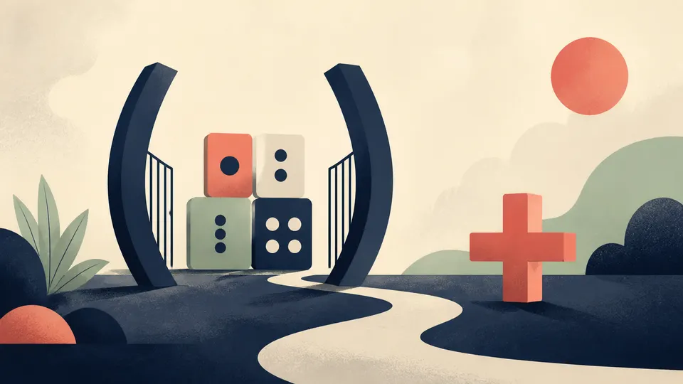 Parentheses acting as a gate around a group of number tiles while an outside operator waits