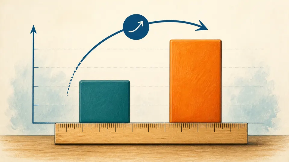 A calculator comparing a direct percentage gap with a relative scale based on the starting rate