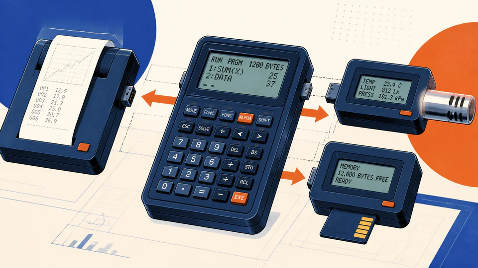 A programmable handheld system expanding toward printing, plotting, and external storage