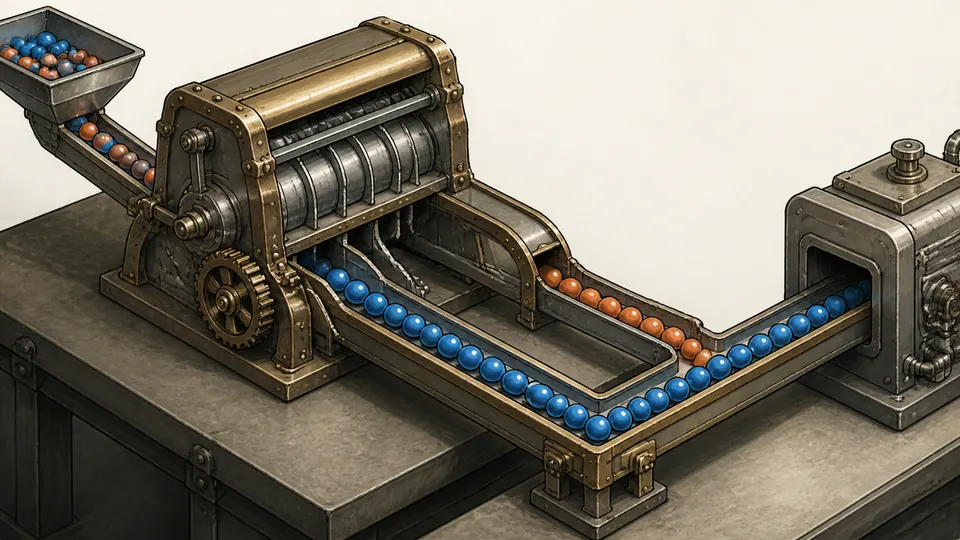 A division machine showing quotient on one track and remainder on a separate track