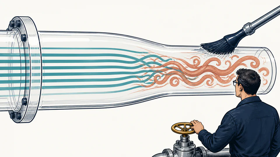 Smooth stream ribbons in a pipe developing into curled flow as viscosity brushes at the wall