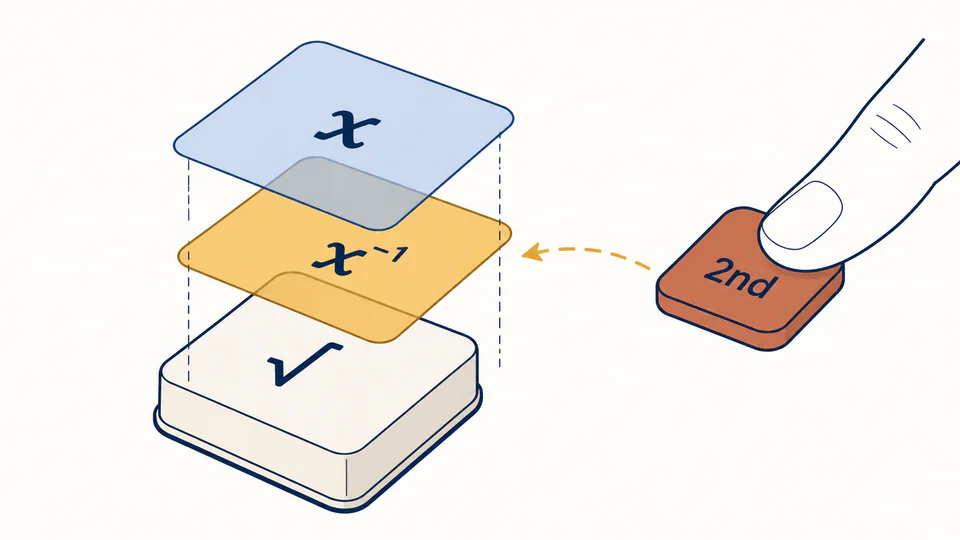 A single key position with transparent primary, inverse, and alphabetic function layers