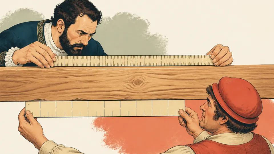 Two rulers with different measurement resolution beside the same calculator result